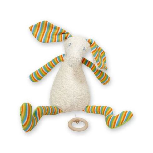 <strong>Výprodej</strong> Jonatán barevný BIO bavlna – hračka s hracím strojkem pro miminka - Maňásci