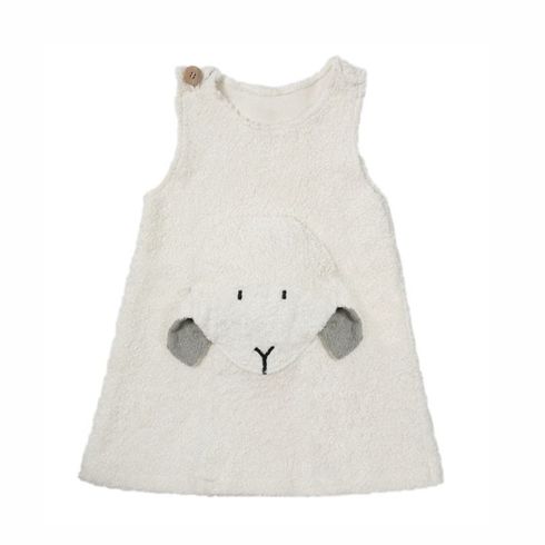 <strong>Výprodej</strong> Bílé šatičky ovečka BIO bavlna – oblečení pro holčičky 110/116 - Maňásci